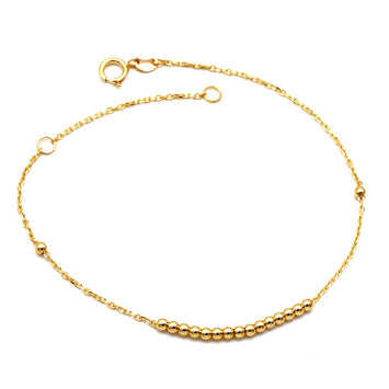 Real Gold Plain Beads Balls 2MM chain Adjustable Size Bracelet (16+3 = 19 C.M) 1337 / 2 DC BR1894