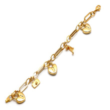 Real Gold 3D Dangler Heart Lock Charms Bracelet (19 C.M) 1309 BR1897