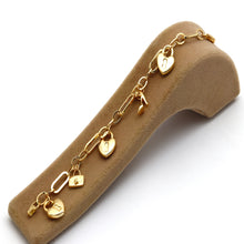 Real Gold 3D Dangler Heart Lock Charms Bracelet (17 C.M) 1309 BR1898