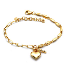 Real Gold 3D Dangler Heart Key Charms Paper Clip Link Adjustable Size Bracelet (16+3 = 19 C.M) 3968 BR1899