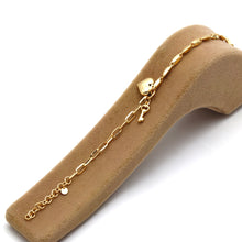 Real Gold 3D Dangler Heart Key Charms Paper Clip Link Adjustable Size Bracelet (16+3 = 19 C.M) 3968 BR1899