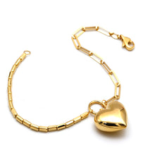 Real Gold 3D Dangler Plain Heart Paper Clip Link Bracelet (19 C.M) 4620 BR1900