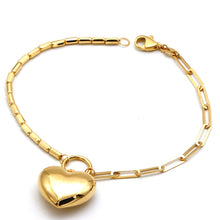Real Gold 3D Dangler Plain Heart Paper Clip Link Bracelet (19 C.M) 4620 BR1900