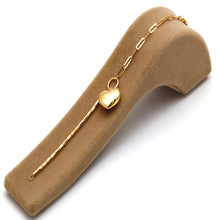 Real Gold 3D Dangler Plain Heart Paper Clip Link Bracelet (19 C.M) 4620 BR1900