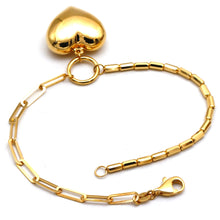 Real Gold 3D Dangler Plain Heart Paper Clip Link Bracelet (17 C.M) 4620 BR1901