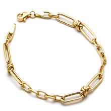 Real Gold Paper Clip with Link Locks Cable Bracelet (19 C.M) 4183 BR1902