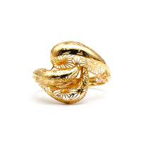 Real Gold Dual Loop Twisted Filigree Ring 0285 (Size 6) R2859