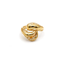 Real Gold Dual Loop Twisted Filigree Ring 0285 (Size 6) R2859