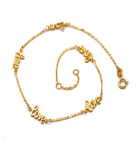 Real Gold 5 Love Adjustable Size Anklet (23+2 = 25 C.M) 1170 - VII A1357