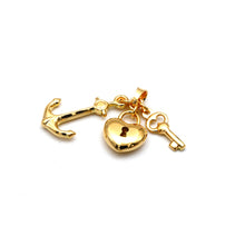 Real Gold Heart Key Anchor Pendant 5165 P 2035