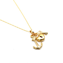 Real Gold Heart Key Anchor Pendant 5165 CWP 2035