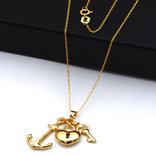 Real Gold Heart Key Anchor Pendant 5165 CWP 2035