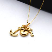 Real Gold Heart Key Anchor Pendant 5165 CWP 2035
