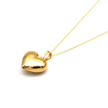 Real Gold 3D Plain Classic Heart Necklace 5281 CWP 2036