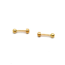 Real Gold 3 MM Stud Plain Ball Screw Lock Earrings Set 0003 MM / VK3 E1975