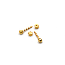 Real Gold 3 MM Stud Plain Ball Screw Lock Earrings Set 0003 MM / VK3 E1975