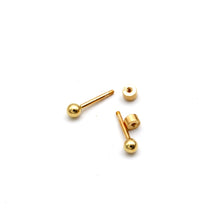 Real Gold 3 MM Stud Plain Ball Screw Lock Earrings Set 0003 MM / VK3 E1975
