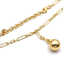 Real Gold Link Paper Clip Teardrop Adjustable Size Necklace 40 + 5 = 45 C.M 3633 N1561