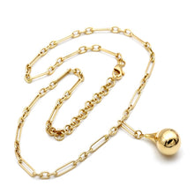 Real Gold Link Paper Clip Teardrop Adjustable Size Necklace 40 + 5 = 45 C.M 3633 N1561