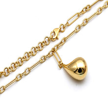 Real Gold Link Paper Clip Teardrop Adjustable Size Necklace 40 + 5 = 45 C.M 3633 N1561
