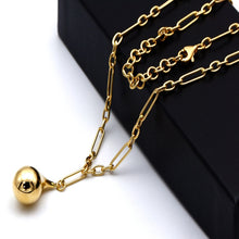 Real Gold Link Paper Clip Teardrop Adjustable Size Necklace 40 + 5 = 45 C.M 3633 N1561
