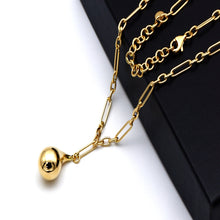 Real Gold Link Paper Clip Teardrop Adjustable Size Necklace 40 + 5 = 45 C.M 3633 N1561