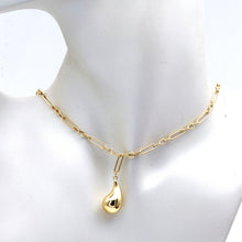 Real Gold Link Paper Clip Teardrop Adjustable Size Necklace 40 + 5 = 45 C.M 3633 N1561