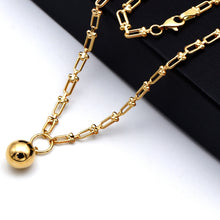 Real Gold GZTF Hardware Round Dangler 9 MM Plain Ball Necklace 5103 (40 C.M) N1563