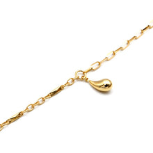 Real Gold Paper Clip Round Texture Link Plate Dangler Tear Drop Adjustable Size Bracelet 19 C.M 4078 BR1920