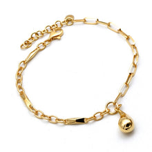 Real Gold Paper Clip Round Texture Link Plate Dangler Tear Drop Adjustable Size Bracelet 19 C.M 4078 BR1920