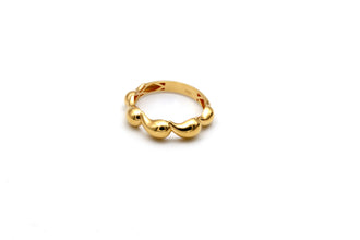 Real Gold Five Bubble Teardrop Ring 0711 (SIZE 6) R2892