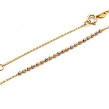 Real Gold Multi 3 Color Gold Texture Beads Adjustable Size Necklace 40+ 5 = 45 CM 0479 N1565