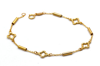 Real Gold Four Leaf Clover Roller Bracelet (17 CM) 2260 BR1925