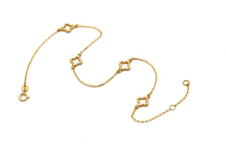 Real Gold Four Imperial Clover Adjustable Size Anklet (23+2=25 cm) 1463 A1358