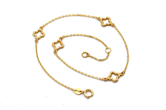 Real Gold Four Imperial Clover Adjustable Size Anklet (23+2=25 cm) 1463 A1358