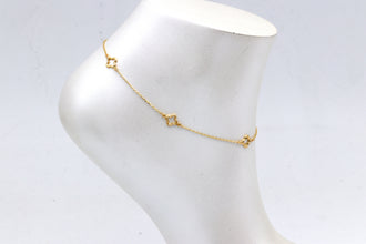 Real Gold Four Imperial Clover Adjustable Size Anklet (23+2=25 cm) 1463 A1358