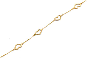 Real Gold Four 3D Plain Heart Adjustable Size Bracelet (16+3 =19 CM) 2717 BR1927