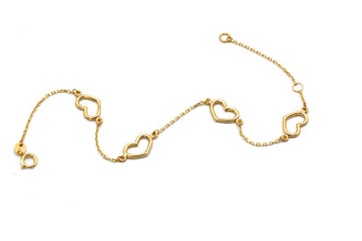 Real Gold Four 3D Plain Heart Adjustable Size Bracelet (16+3 =19 CM) 2717 BR1927