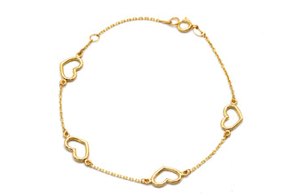 Real Gold Four 3D Plain Heart Adjustable Size Bracelet (16+3 =19 CM) 2717 BR1927