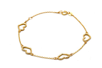 Real Gold Four 3D Plain Heart Adjustable Size Bracelet (16+3 =19 CM) 2717 BR1927
