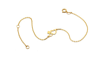 Real Gold Twin Heart Charm Adjustable Size Bracelet (16+3 = 19 CM) 1474 BR1928