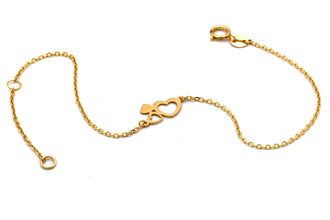 Real Gold Twin Heart Charm Adjustable Size Bracelet (16+3 = 19 CM) 1474 BR1928