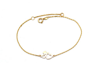 Real Gold Twin Heart Charm Adjustable Size Bracelet (16+3 = 19 CM) 1474 BR1928