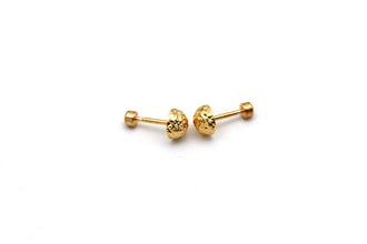 Real Gold Stardust Dome Glittering Screw Lock Earring Set 0006 MM / VK3 E1976