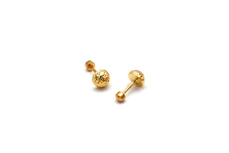 Real Gold Stardust Dome Glittering Screw Lock Earring Set 0006 MM / VK3 E1976