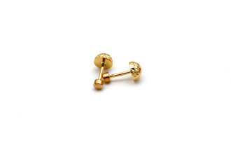 Real Gold Stardust Dome Glittering Screw Lock Earring Set 0006 MM / VK3 E1976