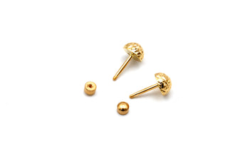 Real Gold Stardust Dome Glittering Screw Lock Earring Set 0006 MM / VK3 E1976