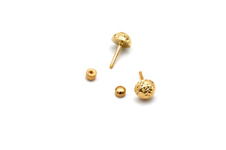 Real Gold Stardust Dome Glittering Screw Lock Earring Set 0006 MM / VK3 E1976