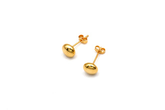 Real Gold 7MM Button Stud Earrings Set - Model 8563 E1977