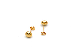 Real Gold 7MM Button Stud Earrings Set - Model 8563 E1977